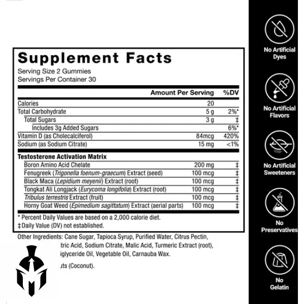 Force Factor Test X180 Gummies: Boost Testosterone Naturally | Berry Punch | 60 Gummies - Image 2